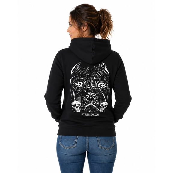 Pit Bull Bully Skull Women's Full Zip Hoodie (Small)