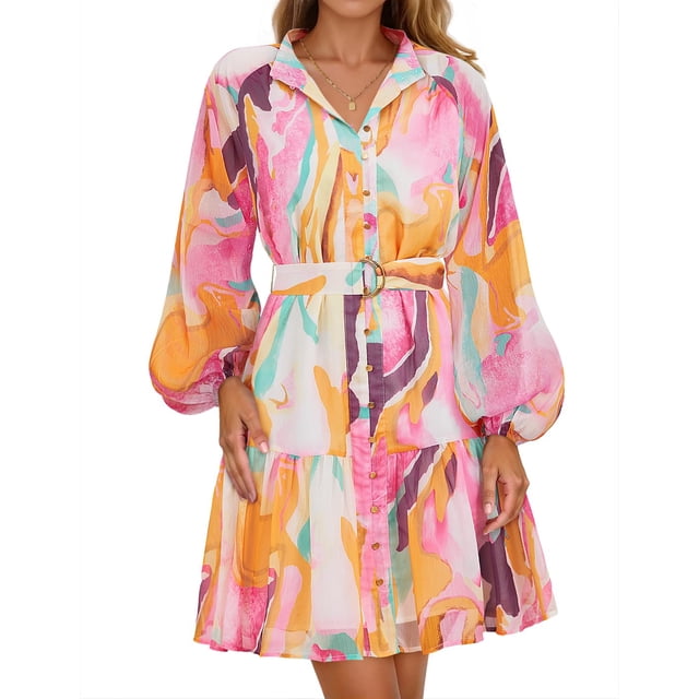 Vestido ZESICA minivestido floral de manga larga de otoño 2025 para mujer