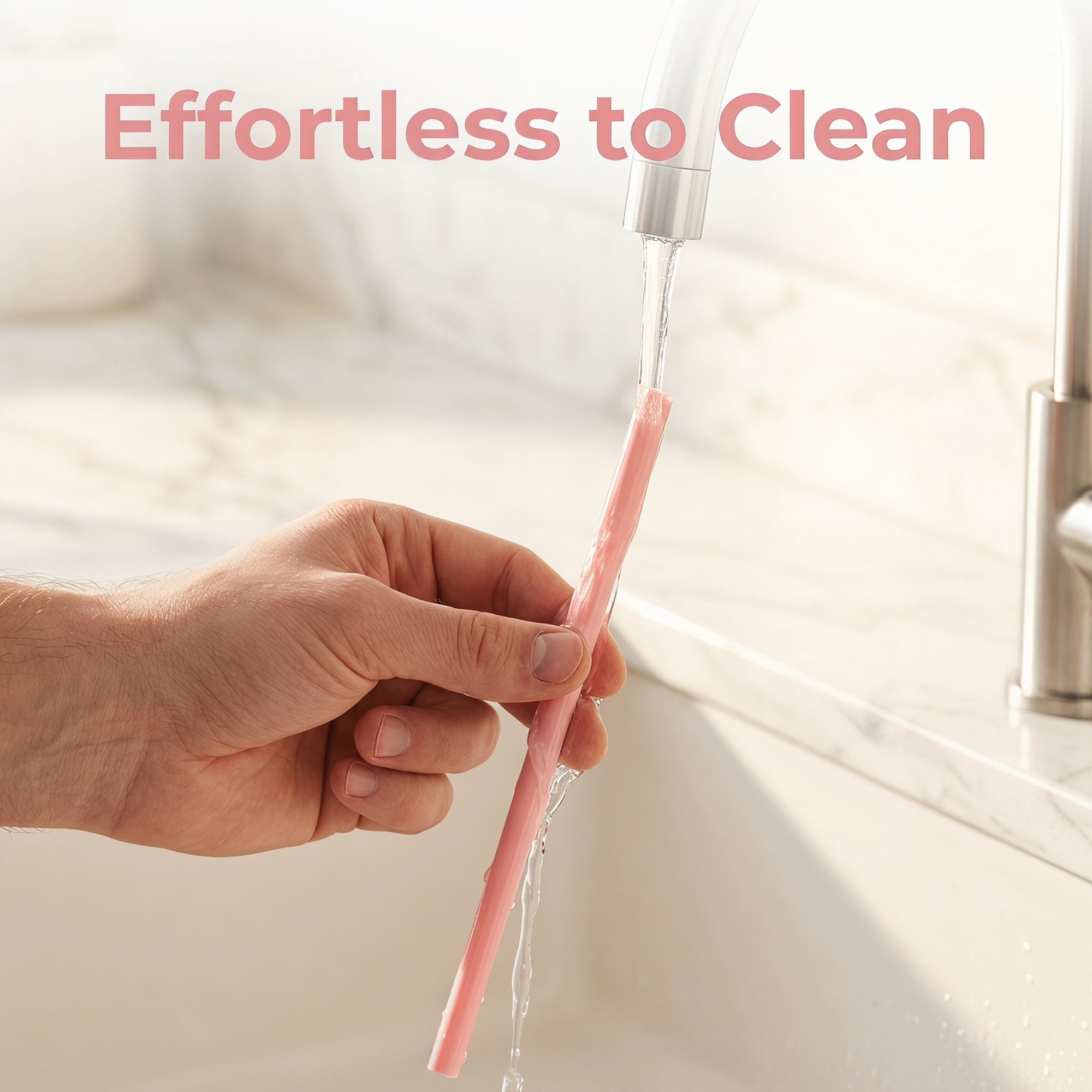 Unique Bargains 8Pcs Reusable Silicone Dishwasher Safe Long Drinking Straws Pink A