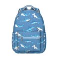 thumbnail image 1 of Abstract Ocean and Sea Creatures Backpack Waterproof Durable School Bag with Watercolor Shark and Whale Print, Adjustable Straps, Large Capacity for Travel and School, 1 of 6