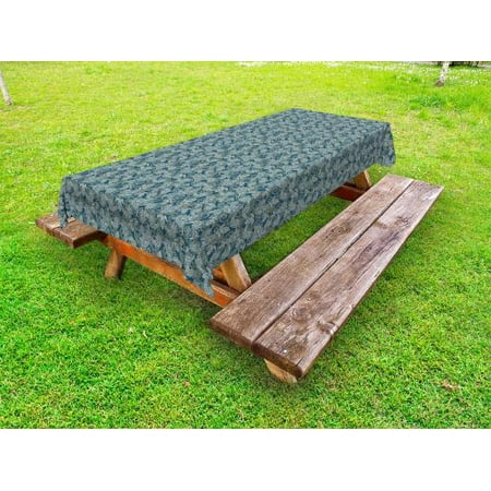 

Paisley Outdoor Tablecloth Persian Culture Inspired Teardrop Shape with Curved Tip Motif Floral Design Decorative Washable Fabric Picnic Tablecloth 58 X 120 Inches Dark Blue Beige by Ambesonne