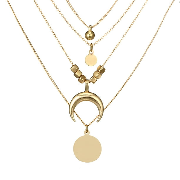 Collar con colgante multicapa bohemio, gargantilla de aleación, joyería elegante, regalo para mujer