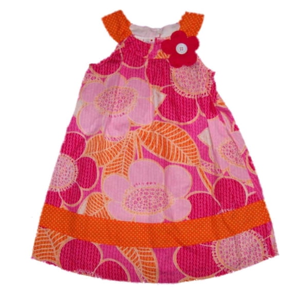 Ashely Ann Girls Orange & Pink Flower Sundress Dress Size 4