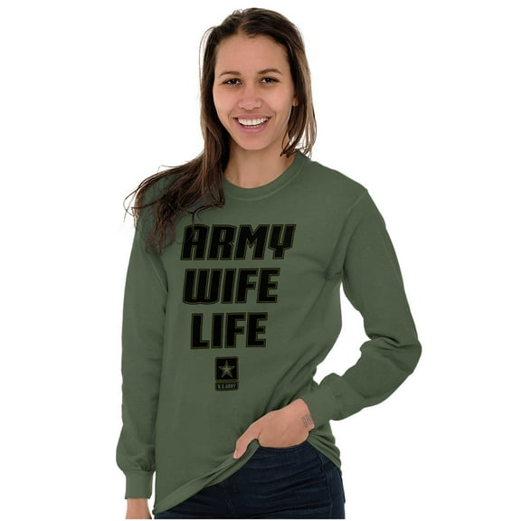 US Army Wife Life Military Logo Women Plus Size Long Sleeve Tee Brisco Brands 2X