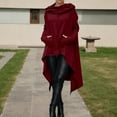 thumbnail image 2 of Women Hoodie Dress with Pockets Long Sleeve Irregular Hem Solid Color Loose Hooded Sweatshirt Pullover Tops, 2 of 5