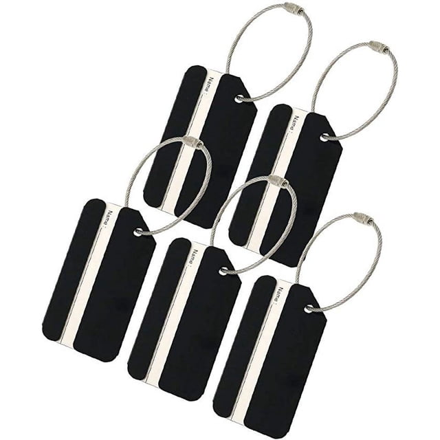 Etiquetas de equipaje de aluminio para dispositivos de reconocimiento de viajes de equipaje de metal (5 en negro)