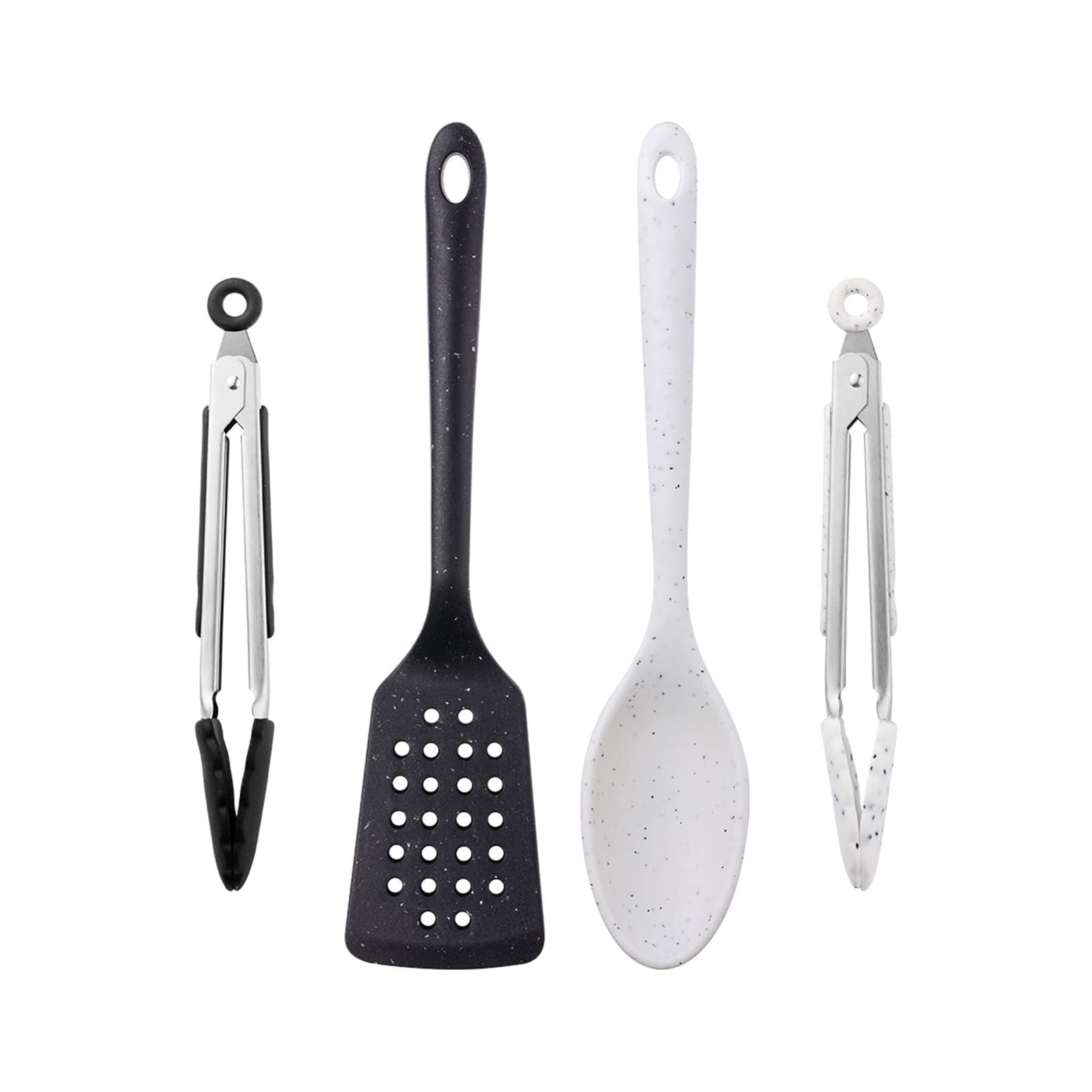 COOK WITH COLOR Silicone Kitchen Utensils 4 Piece Set, Spoons, Tongs & Spatulas