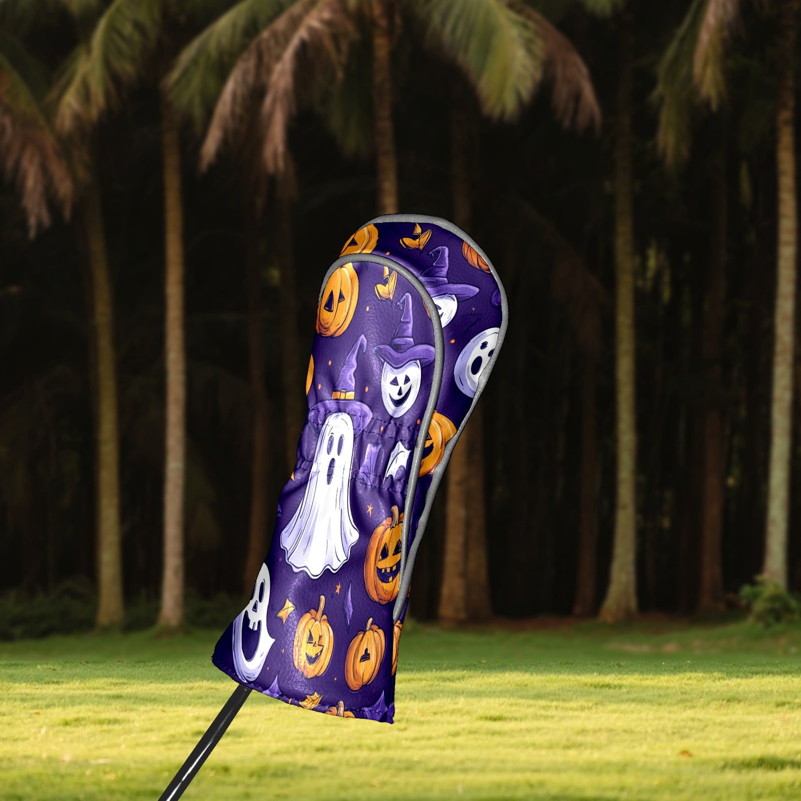 Golf Club Covers PU Leather Waterproof Head Covers for Fairway Woods Hybrids Halloween Party