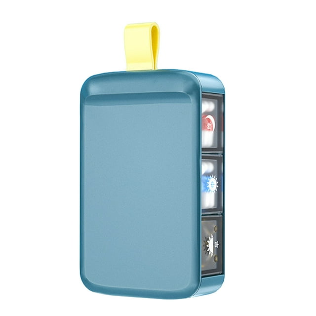 Daily Pill Box Organizer Storage Box Portable Box 3 Compartments Drug Storage Box Plastic Slide Cover Case Travel Compact Organizer Sealed Box Family Box Med Plastic Storage Box