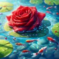 thumbnail image 1 of Rose Rouge Flottante - Peinture Diamant DIY, 1 of 6