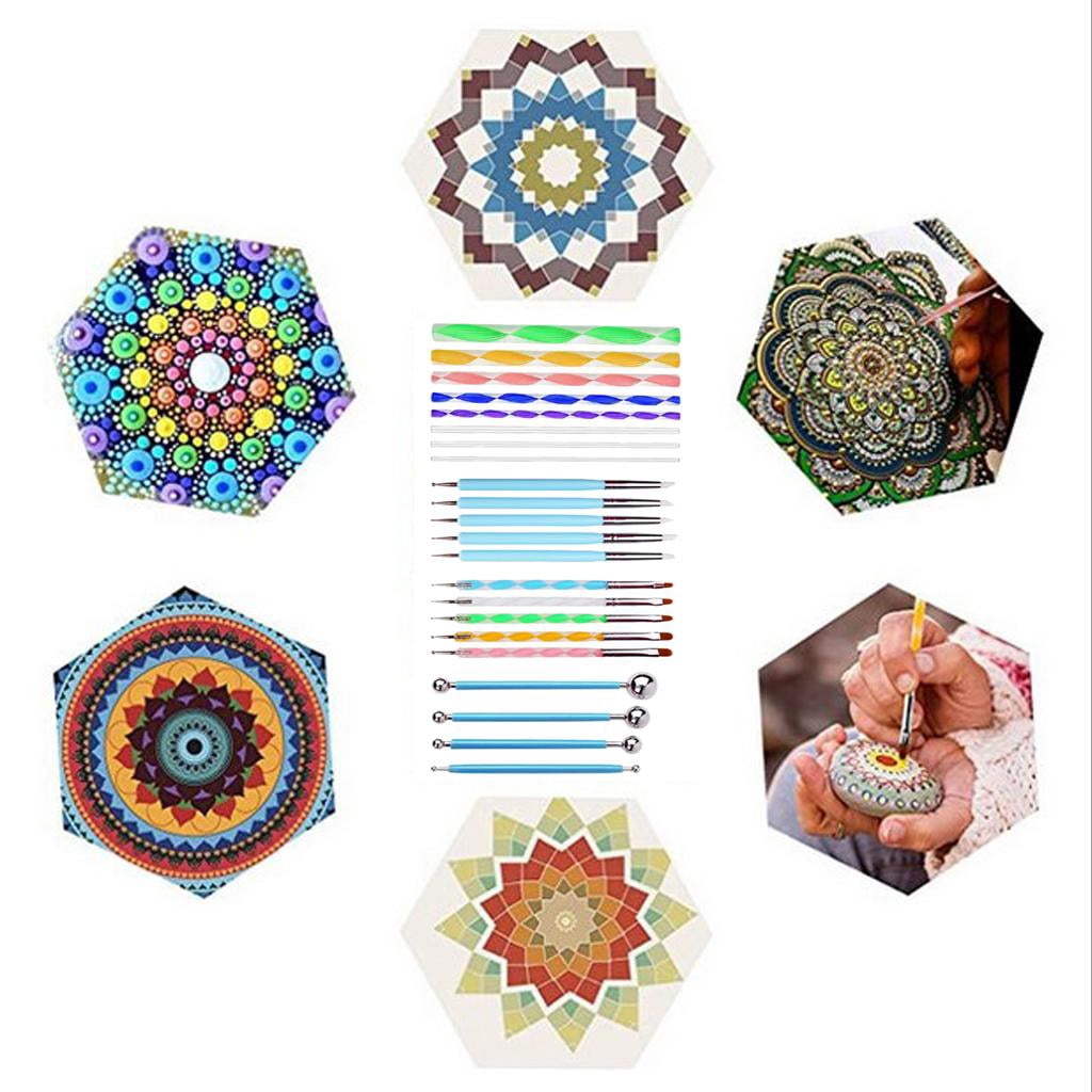 FVDPWYE 32PC Mandala Dotting Tools Set Pen Dotting Stencil Ball Stylus Painting Tray Bag