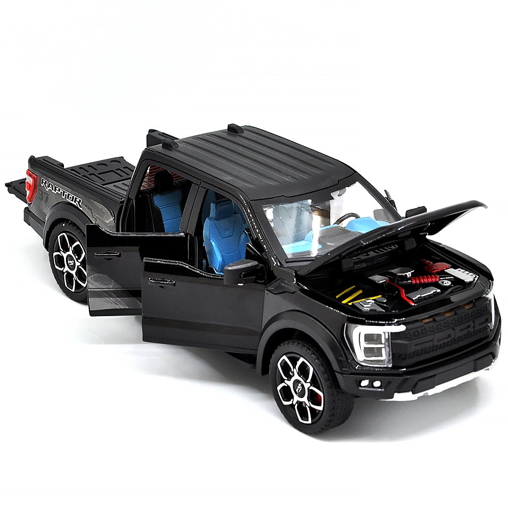 1: 20 Suitable for Ford Raptor F150 alloy die-casting metal car model, with sound, light and rebound functions, children's toy car collection, boys' birthday gift