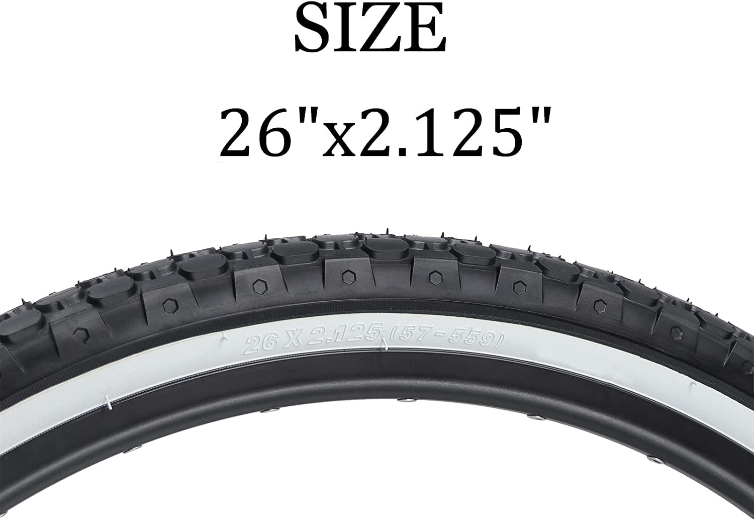 MOHEGIA 2 Pack Bike Tires 26"x 2.125" White Side Wall Folding Black Beach Cruiser Bicycle Replacement Tire