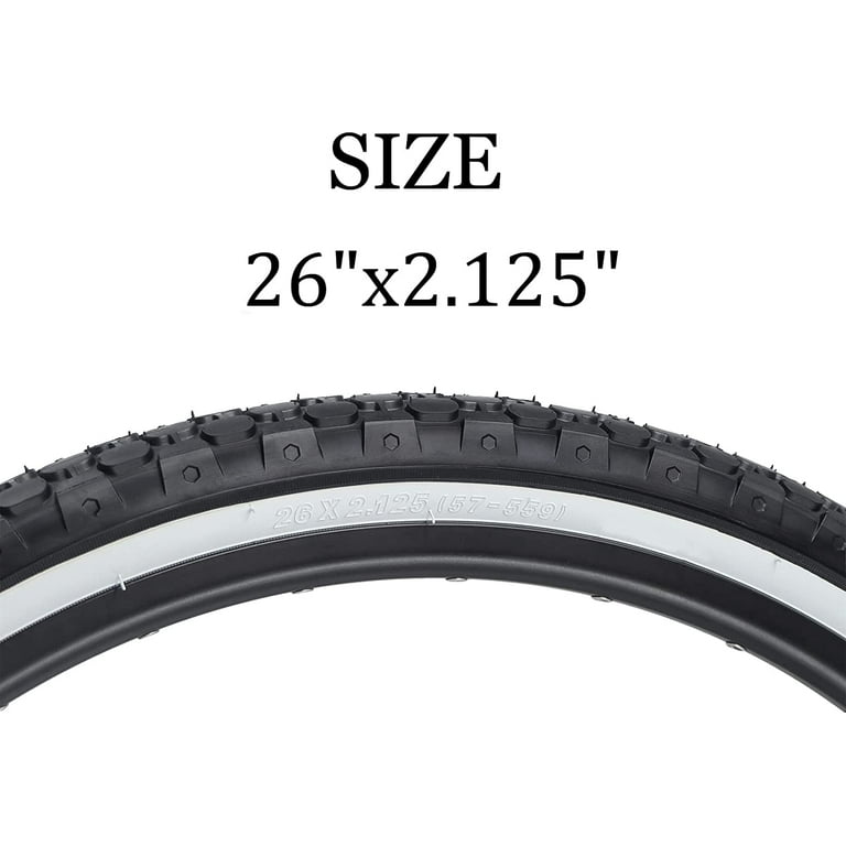 MOHEGIA 2 Pack Large 26 x 2.125 Folding Bike Tires Black Beach Cruiser Bicycle Replacement Tire with White Side Wall Walmart