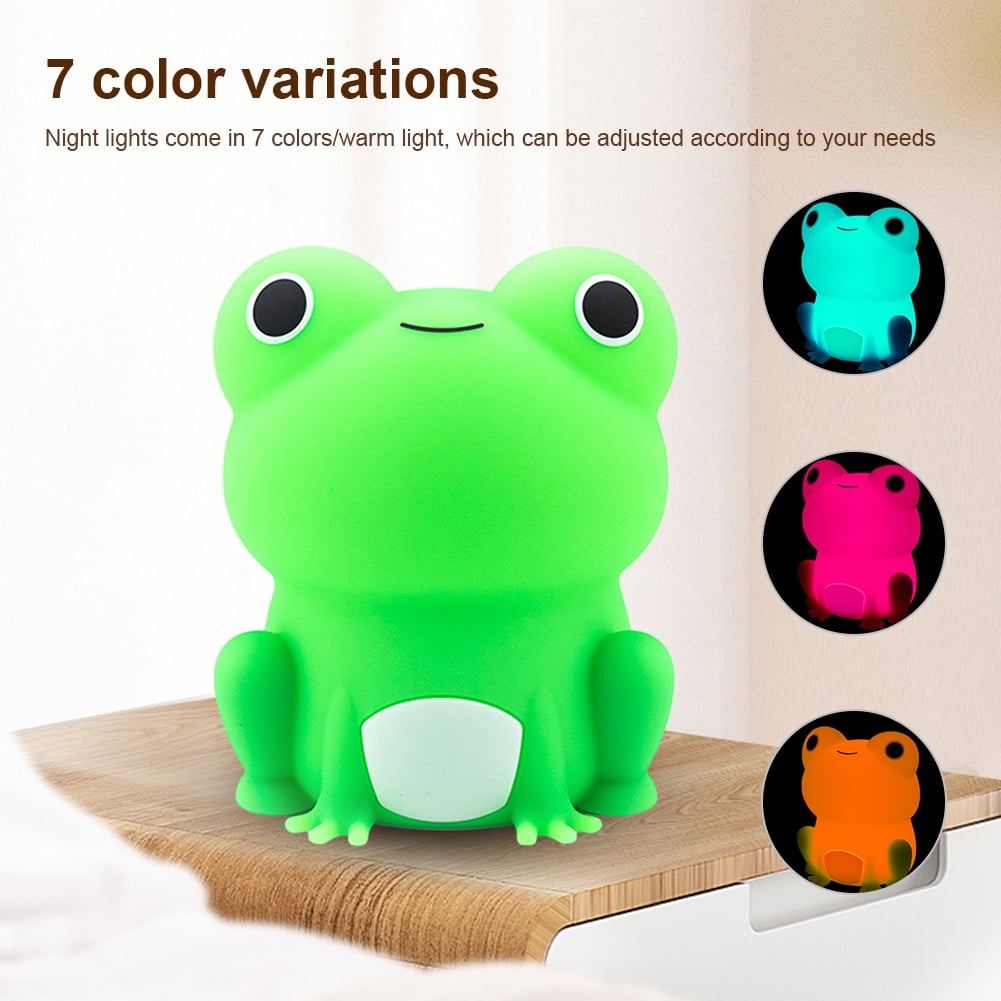 Yucurem Frog Night Lamp Dimmable Silicone Table Lamp Gift for Boys Girls  LED Night Light(Colorful Light) 
