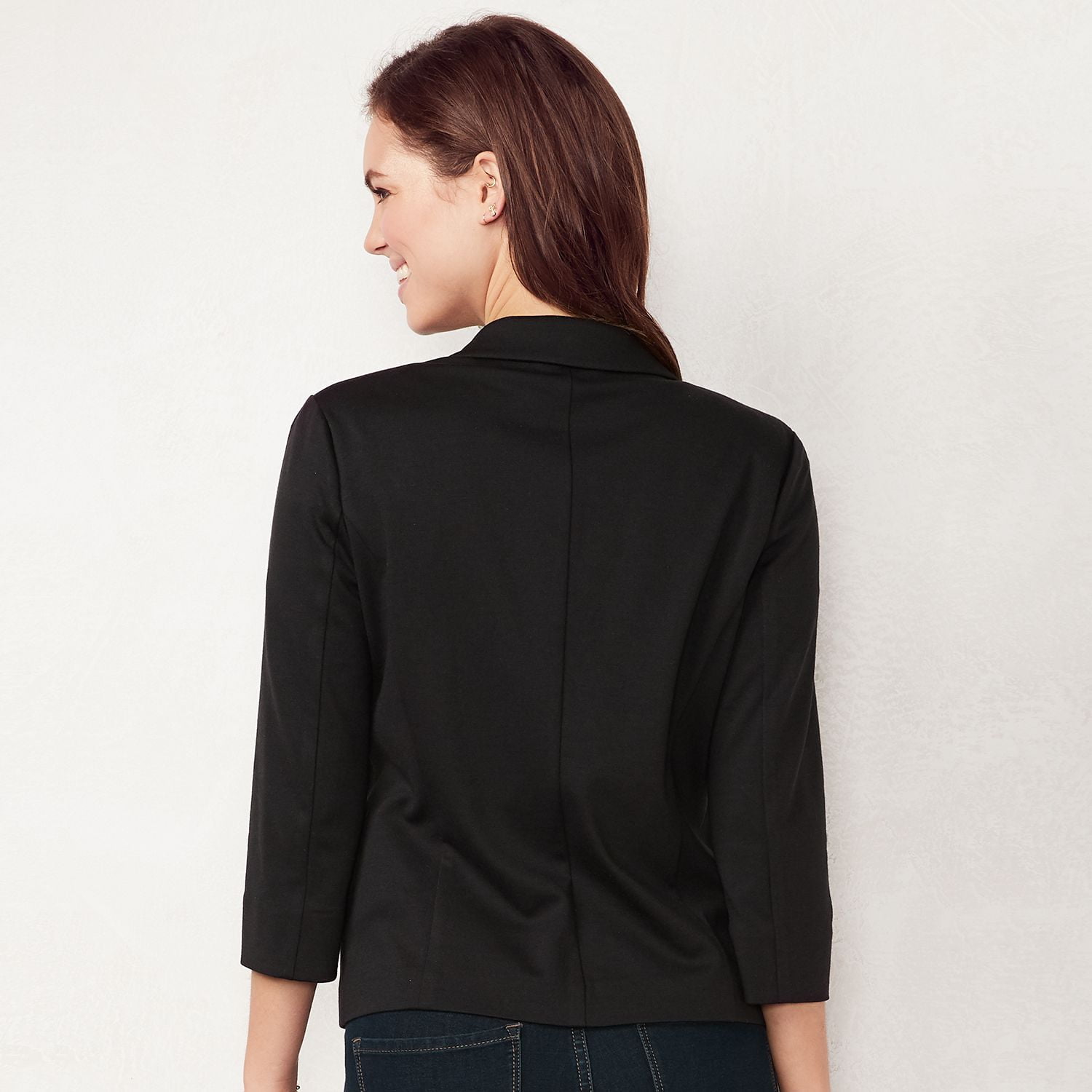 Women s LC Lauren Conrad Fitted Blazer Color Dull Black Size LARGE Walmart