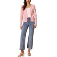 thumbnail image 2 of Suéter cárdigan casual INSPIRE CHIC para mujer, de frente abierto, de manga larga, peplum, tejido, XL, rosa, 2 of 6