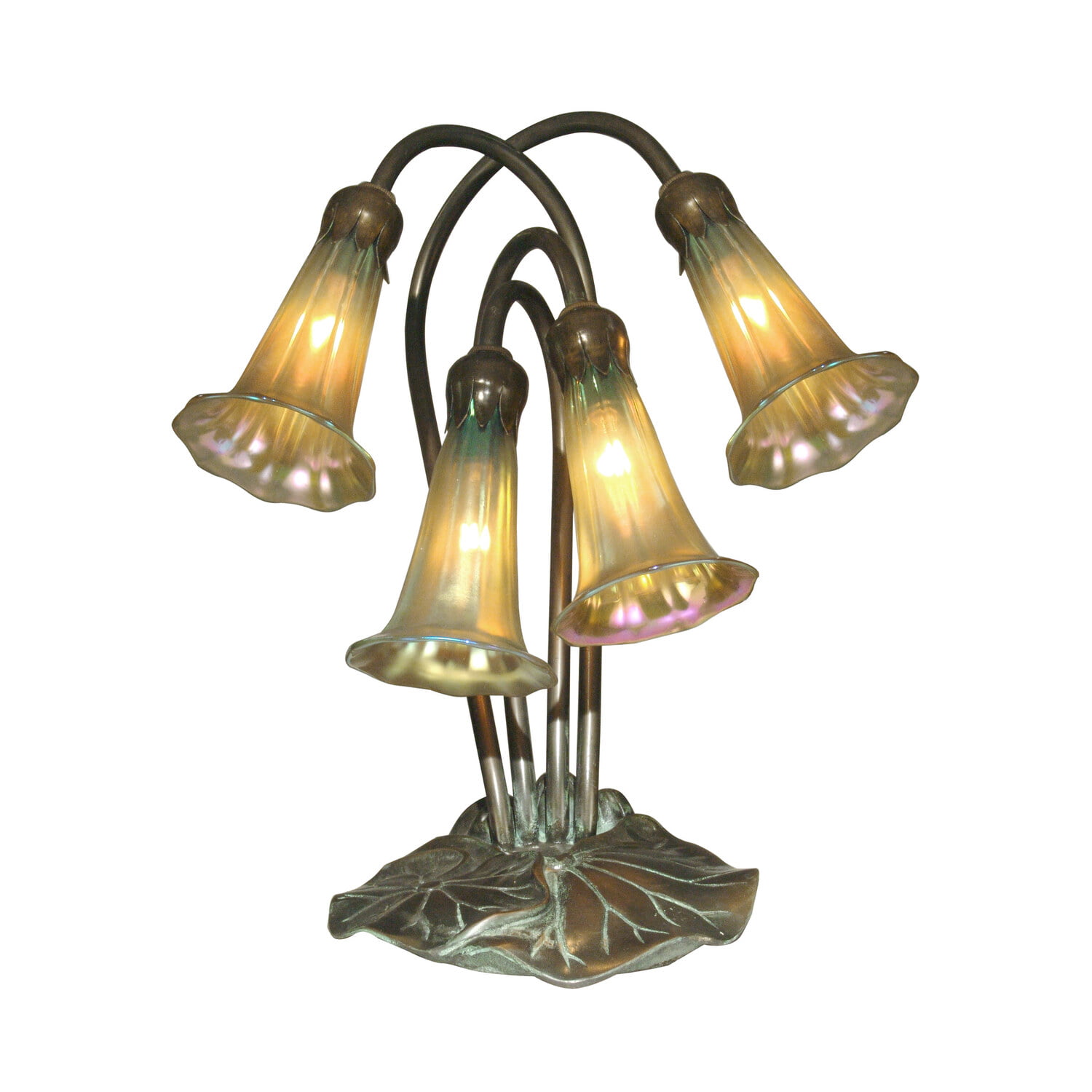 Dale Tiffany Gold Lily 4-Light Hand Blown Art Glass Bronze Accent Table ...