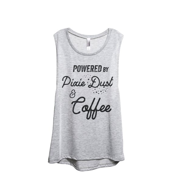 Powered By Pixie Dust And Coffee Women's Fashion Sleeveless Muscle Workout Yoga Tank Top Sport Grey 2X-Large