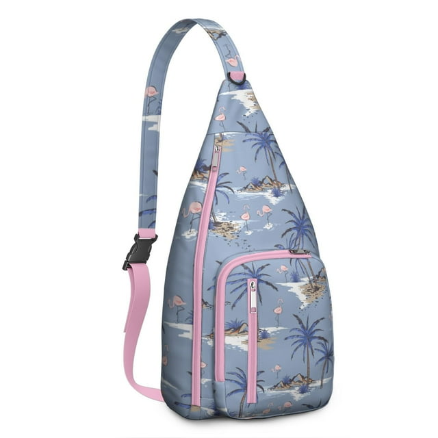 Vintage French Toile Sling Backpack – Rustic Farmhouse Print Crossbody Bag, Compact for Essentials
