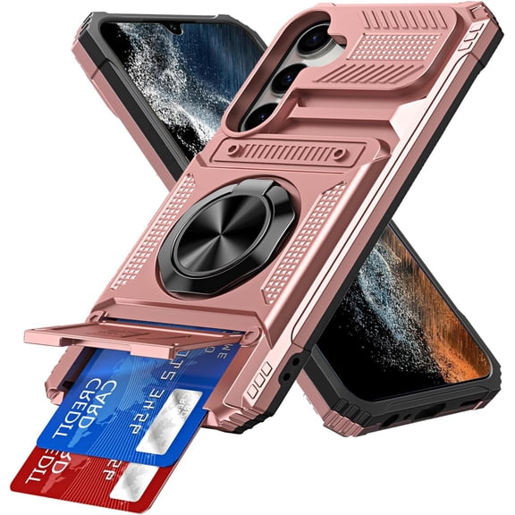 REQO Case for Samsung Galaxy S26 Ultra Case with Card Holder [Store 2 Cards] 360° Ring Kickstand Heavy Duty Shockproof Full Body Protective Wallet Cover for Samsung Galaxy S26 Ultra