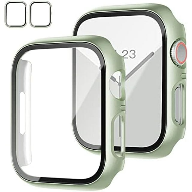 2 Pack Case with Tempered Glass Screen Protector for Apple Watch SE(2023) Series 6/5/4/SE 40mm JZK Slim Guard Bumper Full Coverage Hard PC Protective Cover HD Ultra-Thin Cover for iWatch