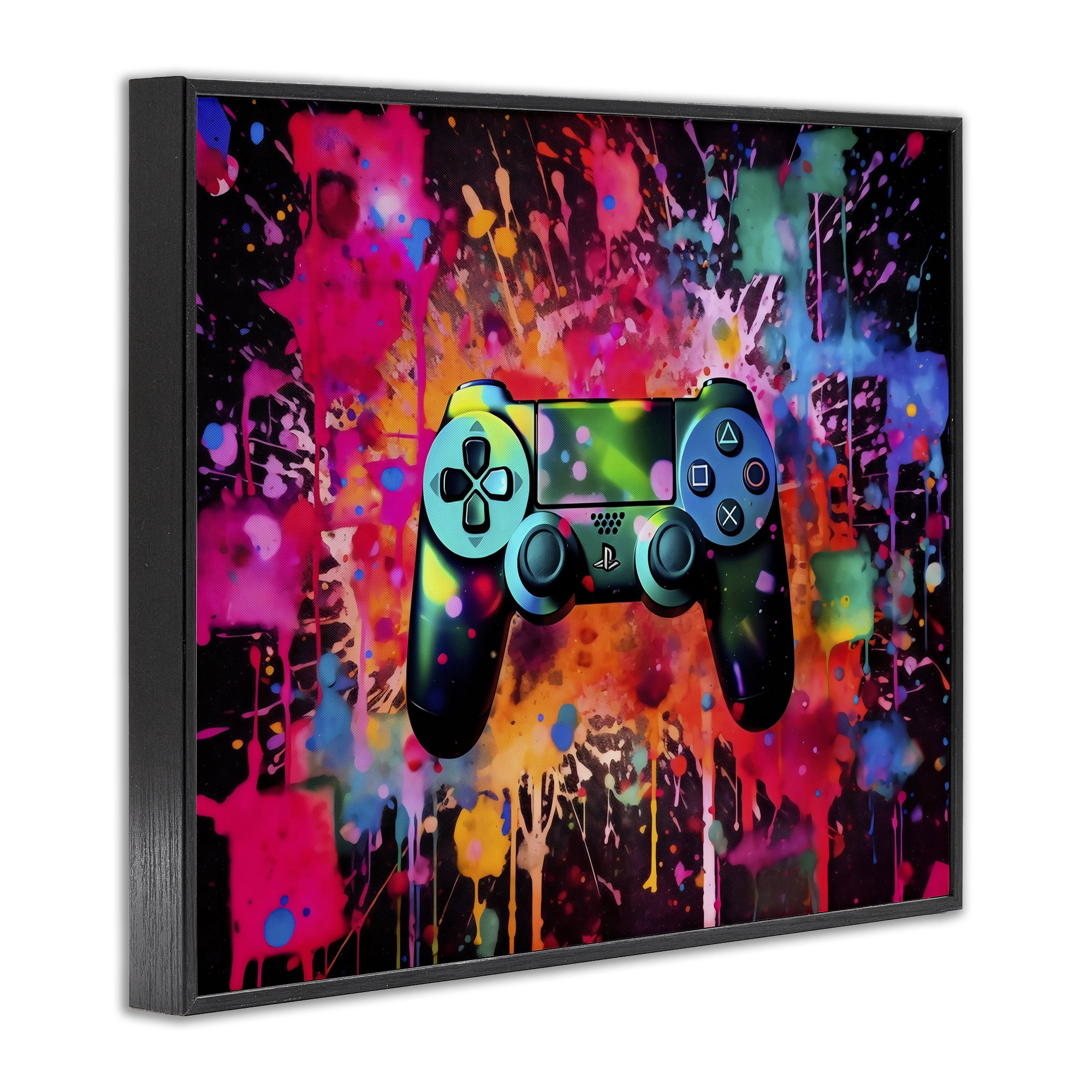 Stupell Industries Vibrant Gamepad Burst Black Framed Giclee Art, design by Creative Studio