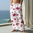 thumbnail image 2 of Rovga Pantalon Homme Mode Imprimé Fleur Pantalon Droit Coupe Décontractée Pantalon Confortable Léger Usage Quotidien Rouge 3TG, 2 of 4