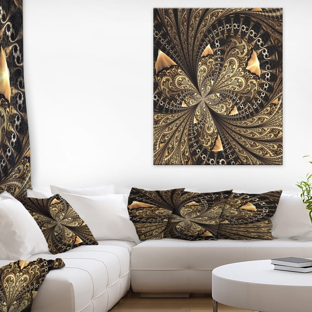 Brown Fractal Flower Pattern Digital Art - Floral Canvas Art Print