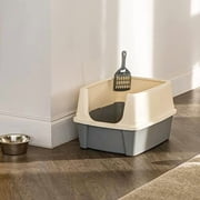 Large Cat Litter Box with High Sides, Open Top for Easy Access, Includes Scoop with Storage, 19