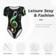 thumbnail image 4 of Balery Music Notes Body de cuello redondo de manga corta para mujer Tops de manga corta Tops básicos-XX-Large, 4 of 7