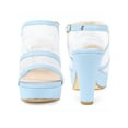 thumbnail image 2 of BLISSFUL STEP Open Toe Platform Ankle Strap Slingback Chunky Heel Sandals for Women Sky Blue 6, 2 of 7