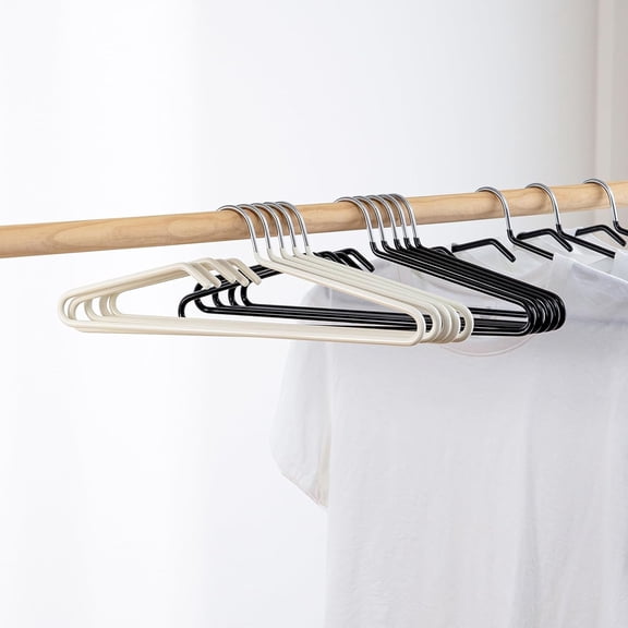 OKYWHOP High‑Quality Non‑Slip Metal Clothes Hangers, 5 Pack Space‑Saving Short Neck Hangers for T‑Shirts, Dresses, Tank Tops, Jackets, Black