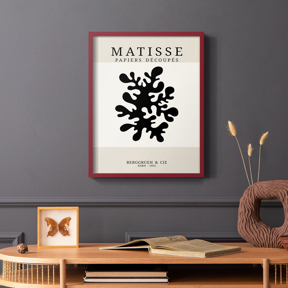 Matisse CDXV in Red Solid Wood Framed Print No Nail Hanging