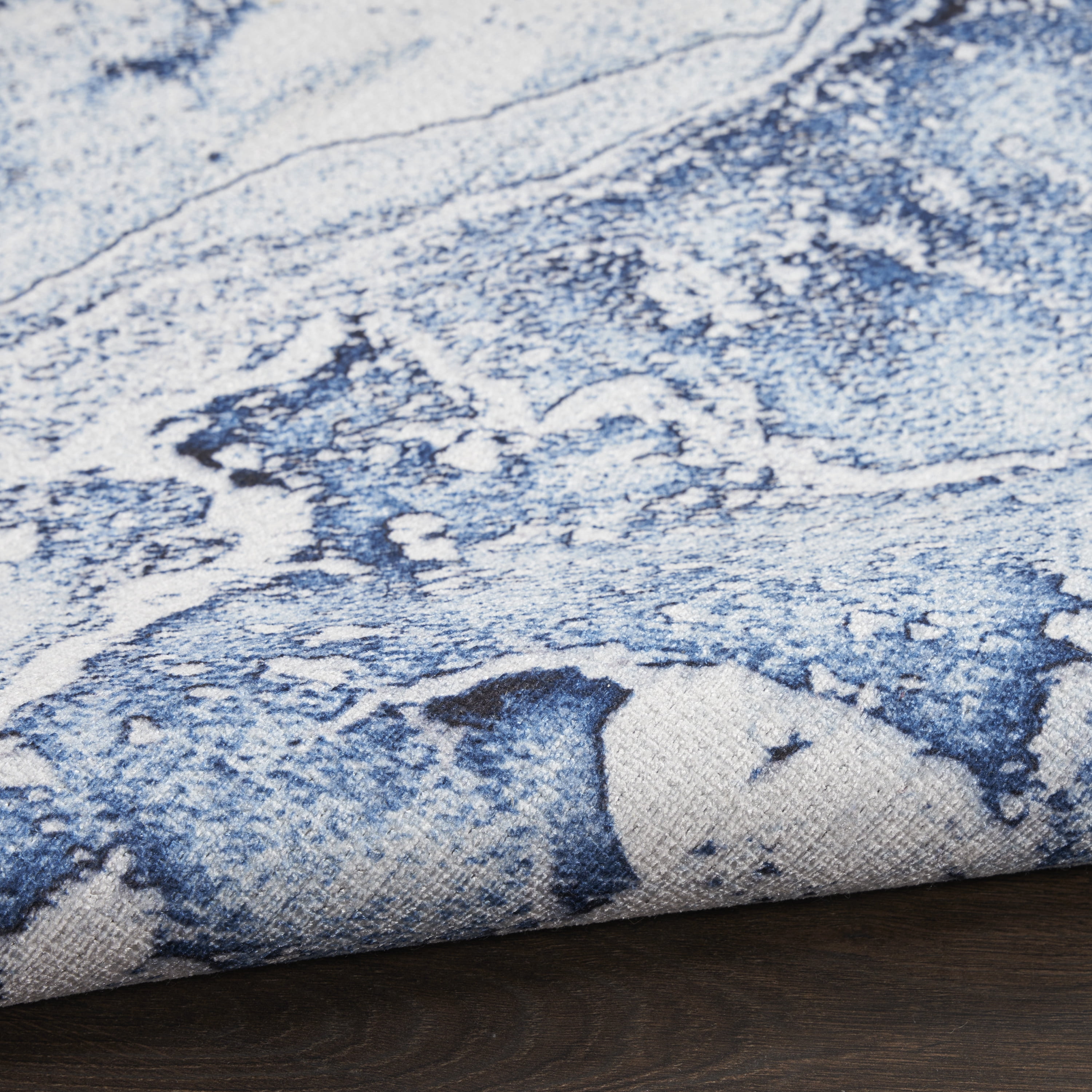Inspire Me! Home Décor Daydream Abstract Ivory Blue 2'2" x 7'6" Area Rug (2x8)