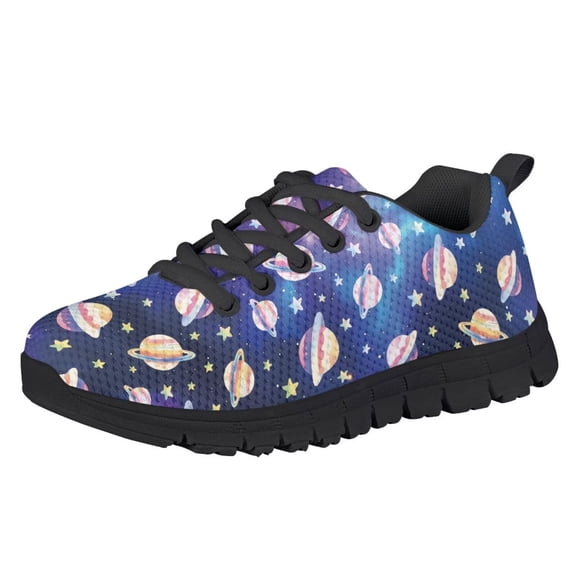 Chririnla Boys Planet Space Shoes Size 1.5 Big Kids Fashion Sneakers Slip On Tennis Running Shoes Lightweight Lace up Athletic Sports Sneaker