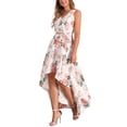 thumbnail image 4 of Vestido Maxi INSPIRE CHIC para mujer, casual, con escote en V, estampado floral, con cinturón, sin mangas, largo, talla XS, blanco, 4 of 6
