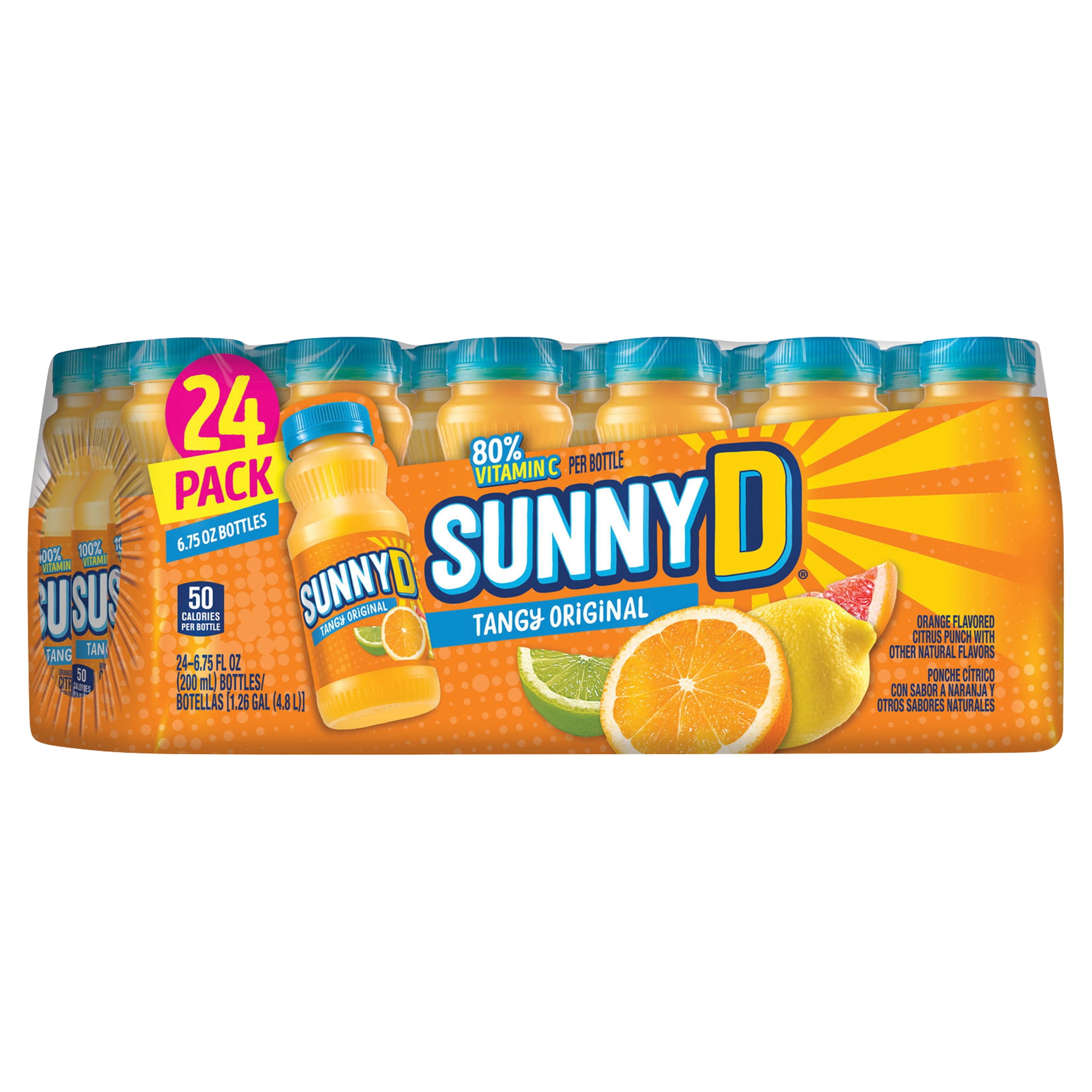 Sunny D Tangy Original Orange Flavored Citrus Punch Juice 6 75 Fl Oz 24 Count Walmart Com
