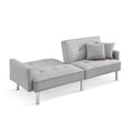 thumbnail image 5 of Tufted Futon Convertible Sofa Sleeper w/ Two Throw Pillows in Light Grey Velvet, 5 of 14