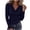 Navy, variant on CHGBMOK Womens Crop Tops Waist Side Ruching Long Sleeve Cowl Neck Tee Solid Color Slim Fit Casual Blouse