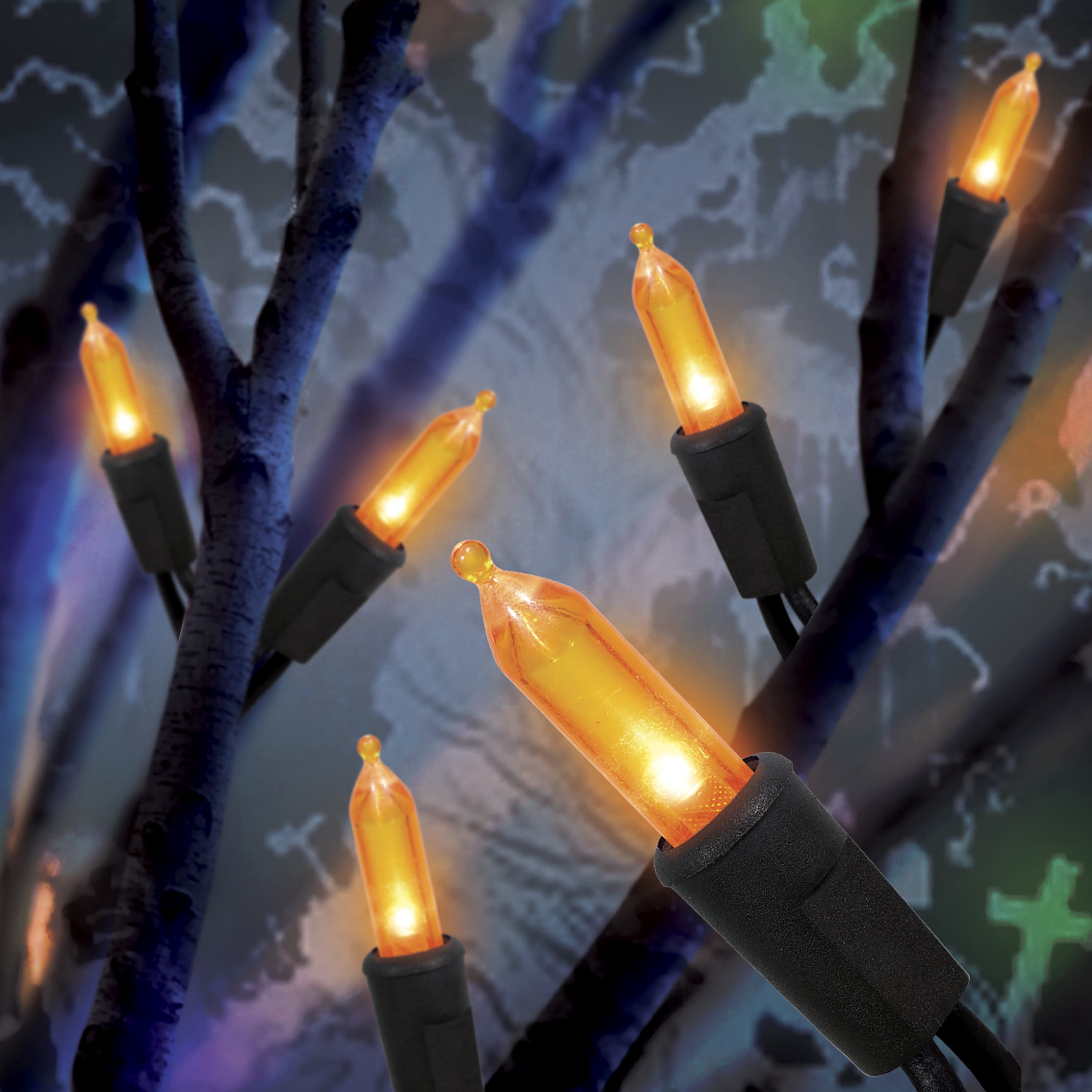Indoor/Outdoor 50-Count LED Mini String Lights, Orange, 9.5', Halloween by Way To Celebrate
