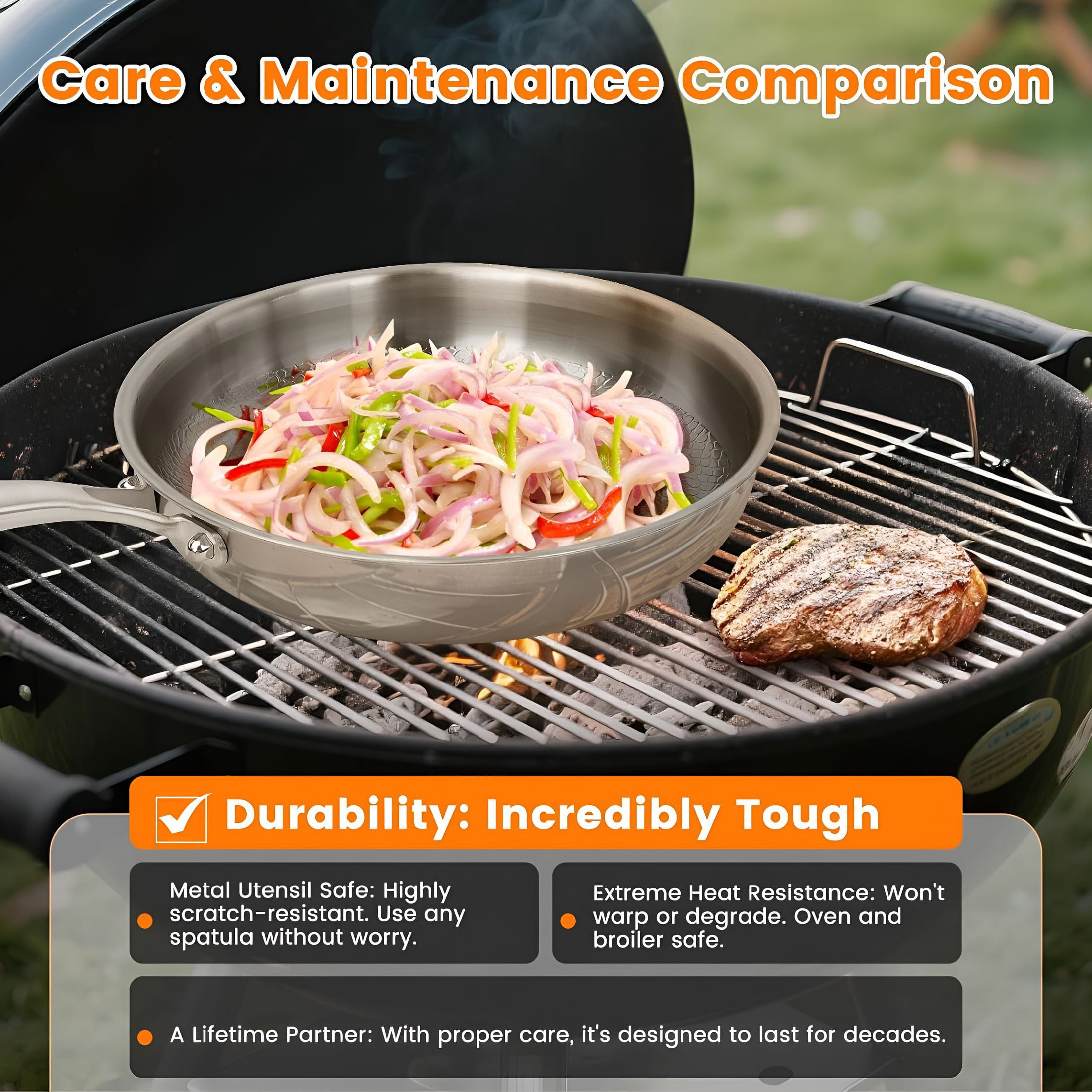 ACDANC Titanium Hammered Pan Pro with Lid-11.02 Inch Titanium Non Stick Frying Pan | Scratch-Resistant,Even Heating Cookware for All Stovetops(11In-With Lid)