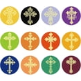 thumbnail image 1 of 120 pegatinas de lámina dorada de 12 estilos, cruces de 5 cm, pegatinas de colores, etiquetas redondas autoadhesivas para repujado., 1 of 9