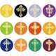 thumbnail image 1 of 120 pegatinas de lámina dorada de 12 estilos, cruces de 5 cm, pegatinas de colores, etiquetas redondas autoadhesivas para repujado., 1 of 9