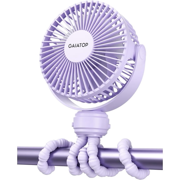 Mini Portable Stroller Fan, Battery Operated Small Clip on, Detachable 3 Speed Rechargeable, 360° Rotate Flexible Tripod Better Cooling for Car Seat Crib Treadmill