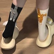 Cute Cat Socks with Balls 3D Funny Black Cat Cute Unique Fuzzy Balls Novelty Animal Fun Crew Cotton Sock for Women