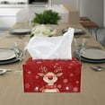 thumbnail image 3 of ZUXONGSY Christmas Deer Tissue Box Cover PU Leather Rectangular Tissue Box Holder with Buckle Decorative Tissue Organizer Stylish Tissue Box Cover Xmas Gifts to Friends Family, 3 of 7