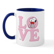 CafePress - LOVE Snoopy Mugs - 11 oz Ceramic Mug - Novelty Coffee Tea Cup