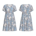 thumbnail image 3 of Bixox Robe d'Été à Manches Courtes pour Femmes Robe Ample Longueur Genou avec Poches-Fleur de Nénuphar, 3 of 7