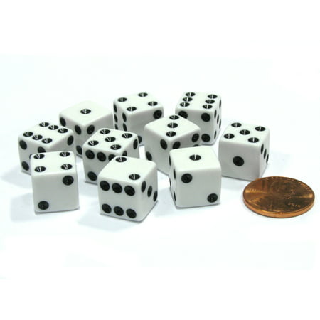 Koplow Games Set of 10 Six Sided D6 12mm Dice Die Squared RPG D&D Bunco Board Game White
